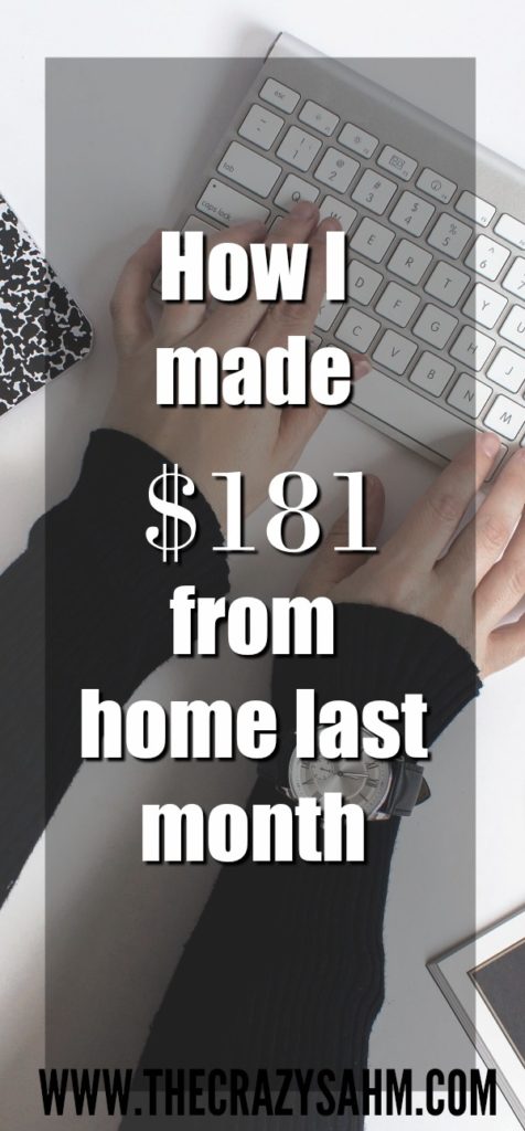 As a stay at home mom, I made $181 working online from home on my blog. Find out how I did it here. 