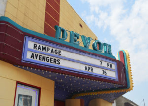 front of The Historic Devon Theater