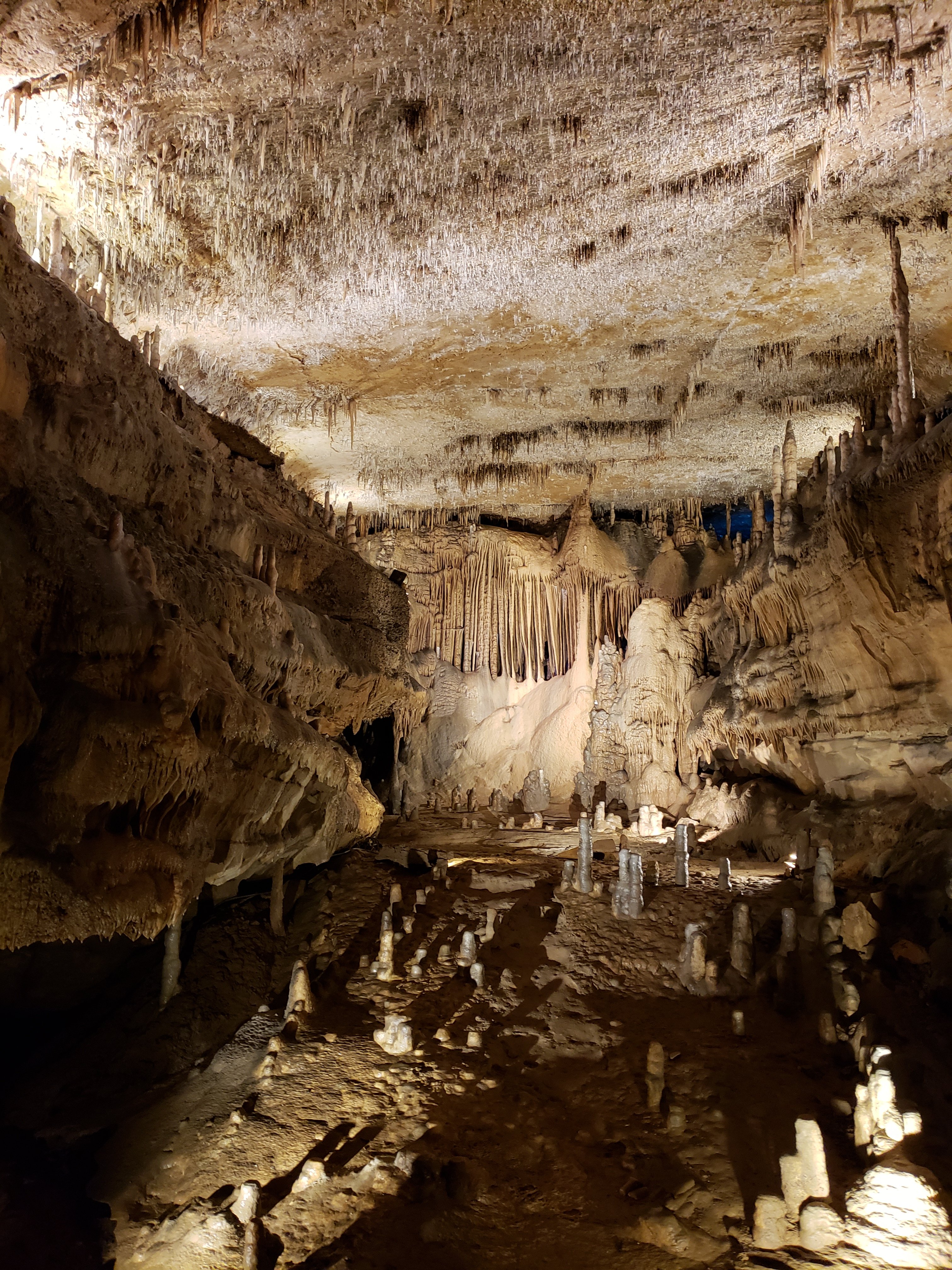 inside a cave while exploring the caves at Marengo cave