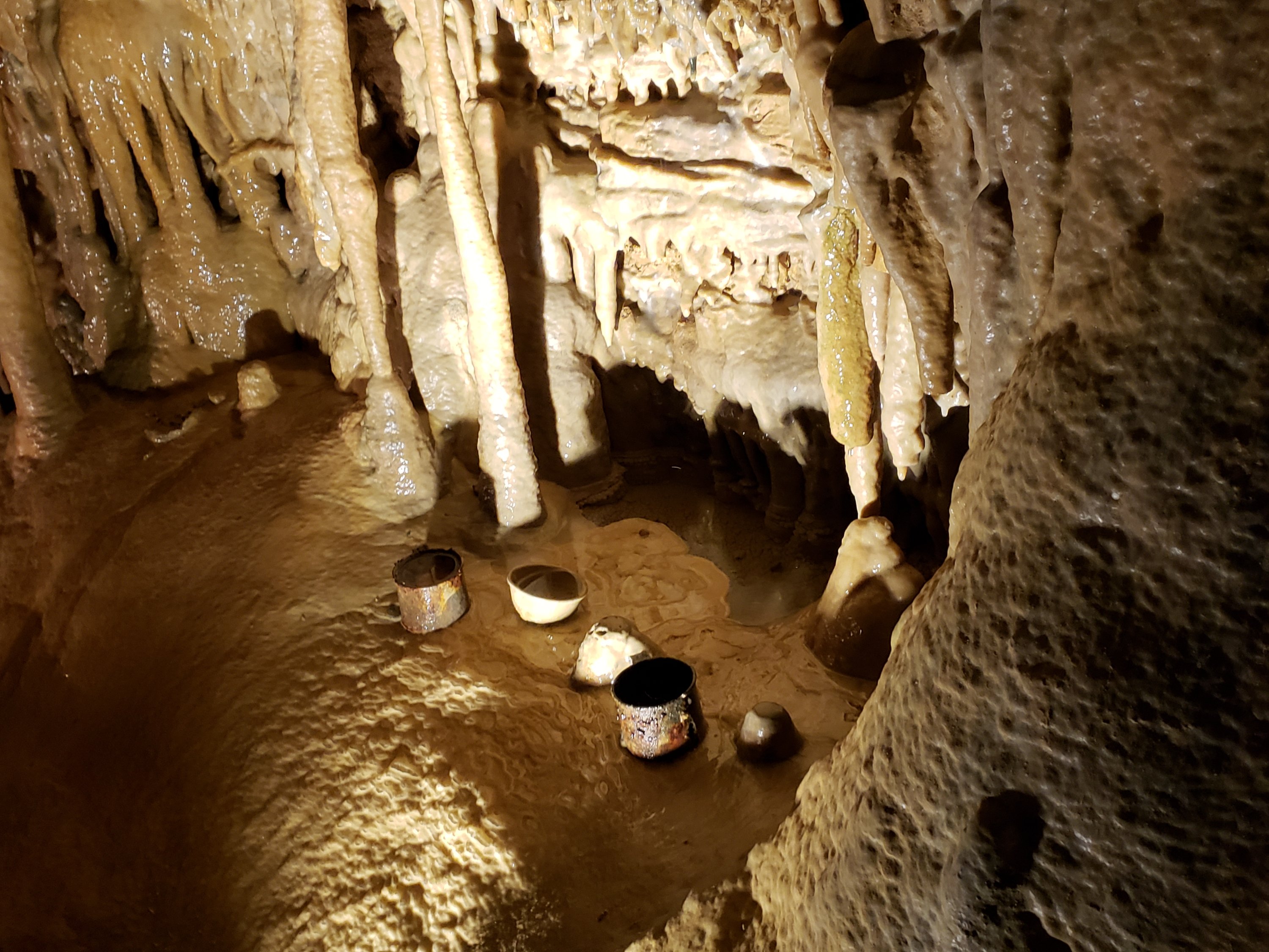 inside a cave while on the Dripstone trail