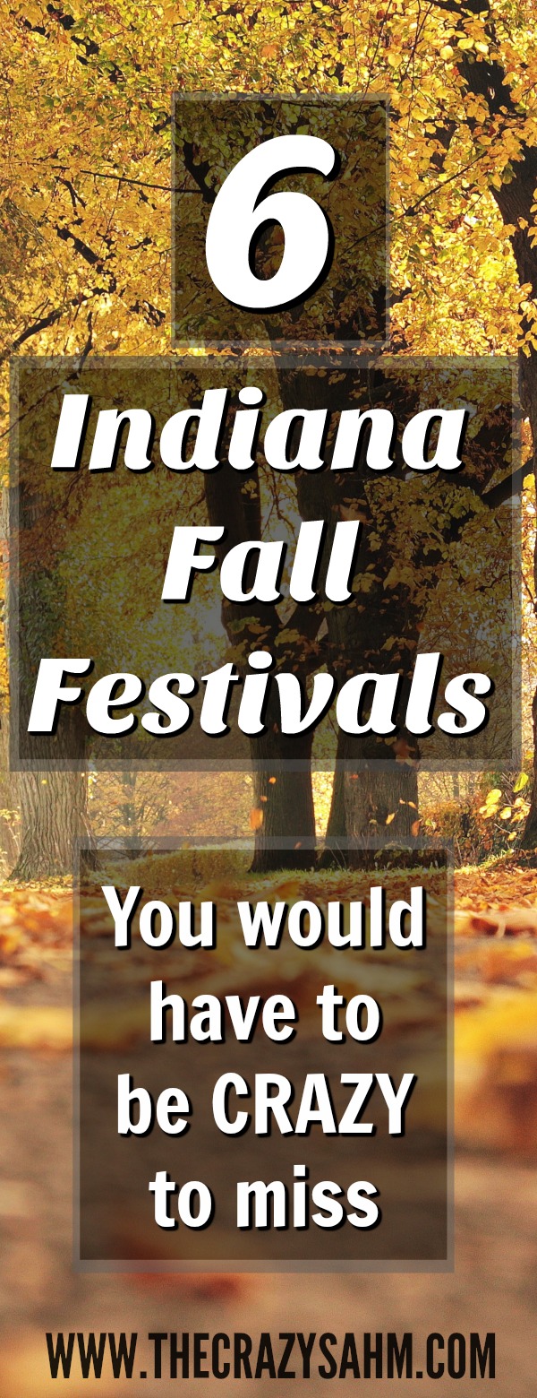 These 6 Indiana Fall Festivals are not only family friendly, they will blow your mind! History, Crafts, Food, Fun and more! Indiana Festival. Indiana Fall Festival. Indiana Fall Festivals. Indiana Festivals. Midwest Fall Festivals. Midwest Festivals. Covered Bridge Festival. Covered Bridge. Johnny Appleseed Festival. Attica Heritage Days. Nappanee Apple Festival. Seymour Oktoberfest. Feast of the Hunters Moon. 