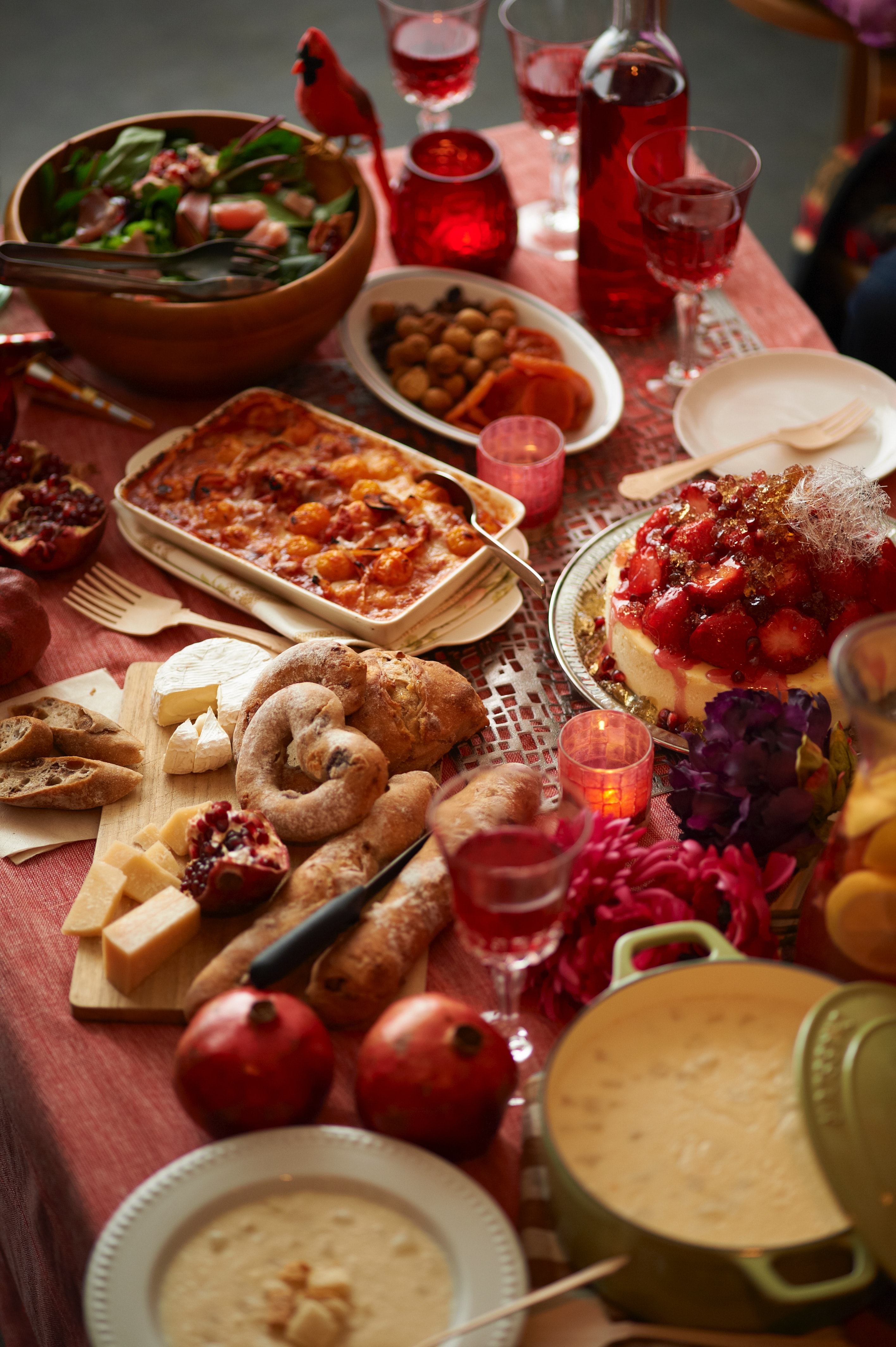 a table full of food set to serve people