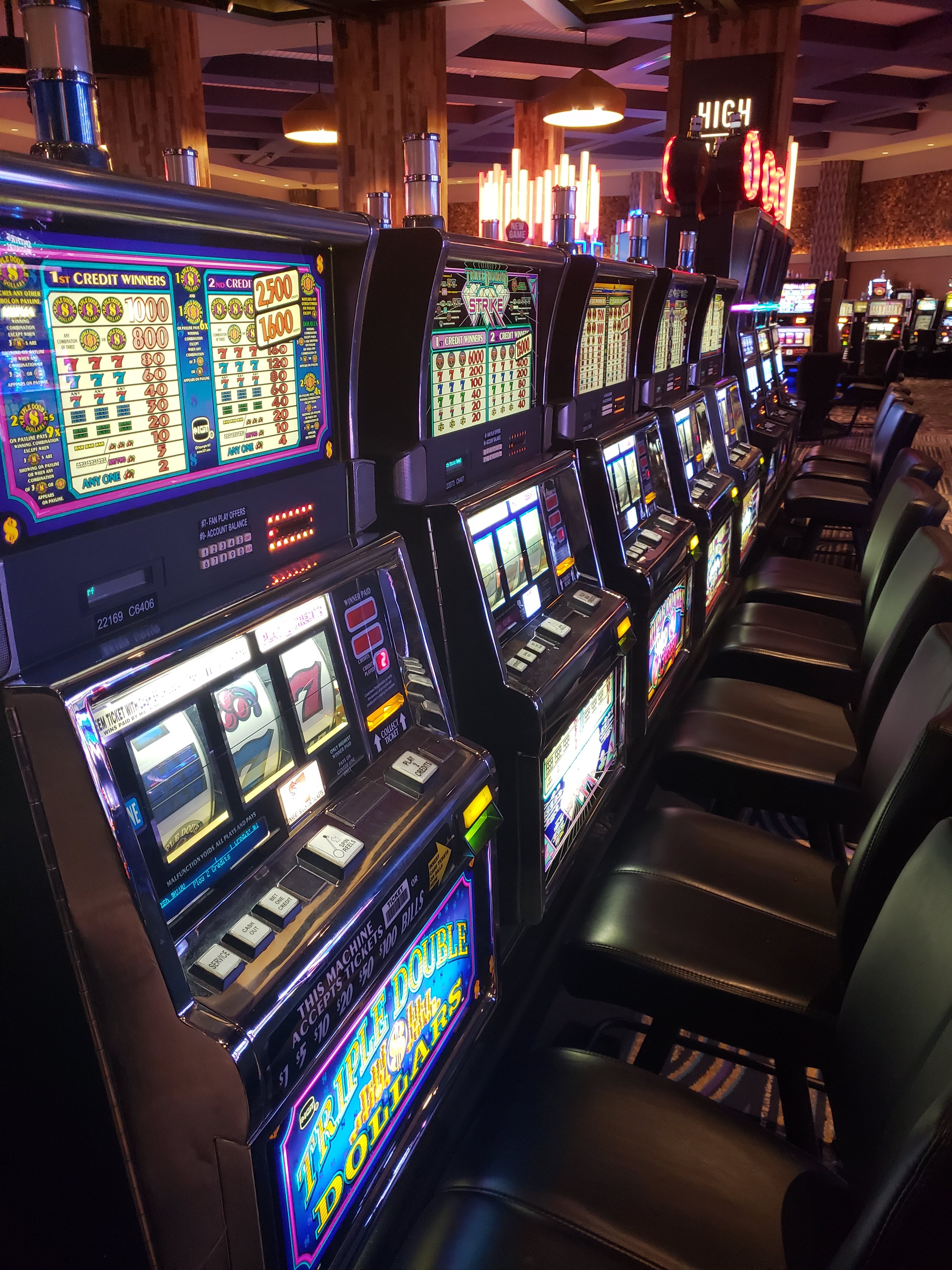 Photo of the slot machines with TV's on top in one of the casino's in Bettendorf Iowa