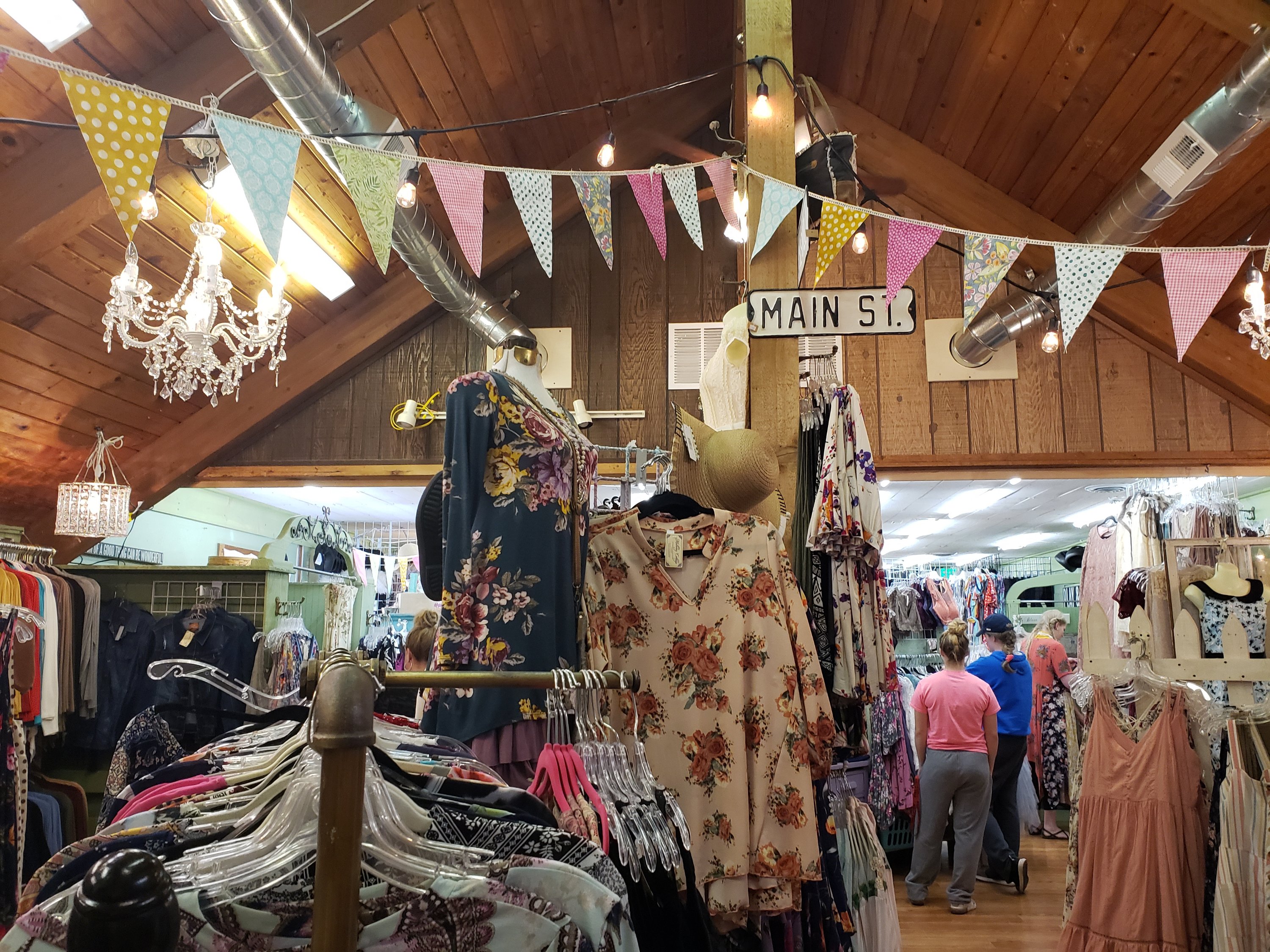 inside of a boutique of ladies clothing